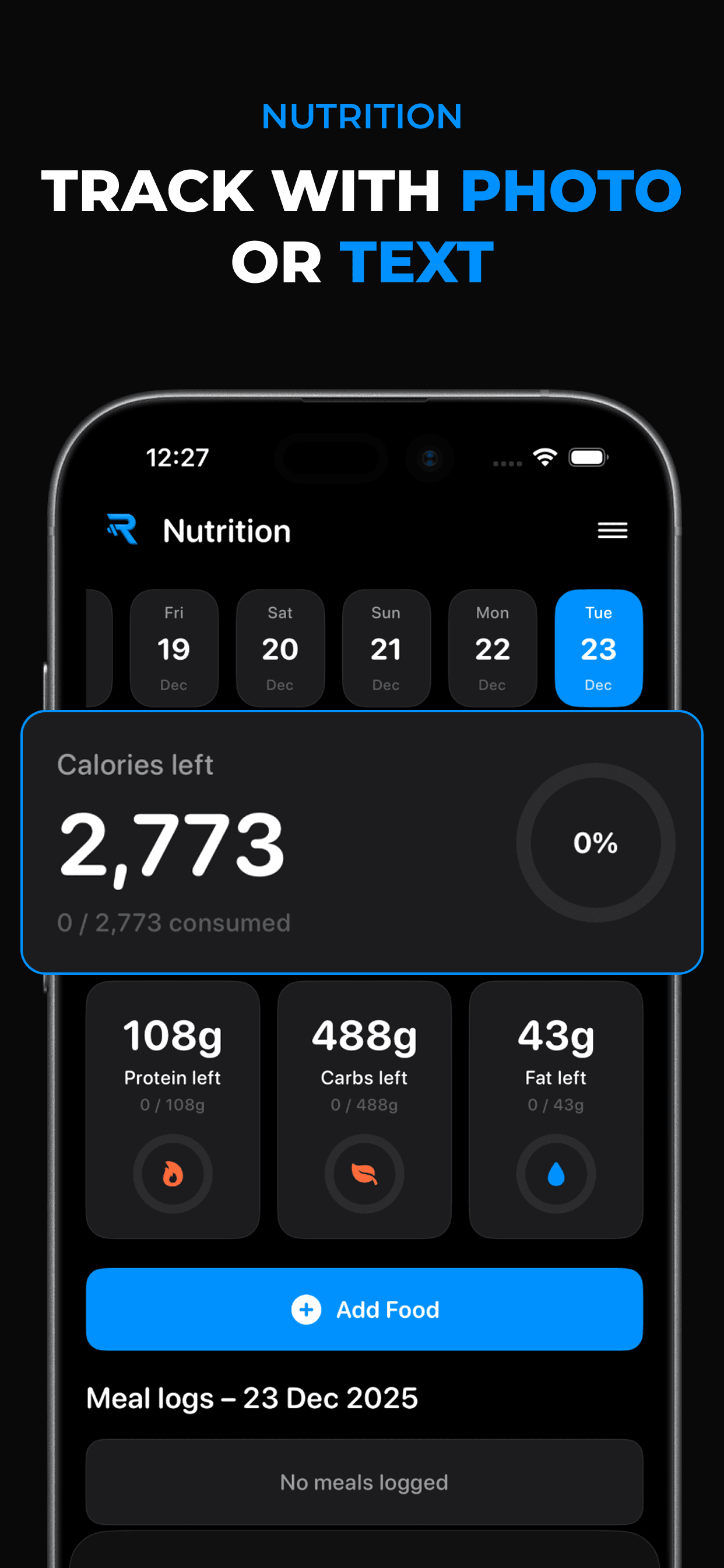NUTRITION · Repify feature preview