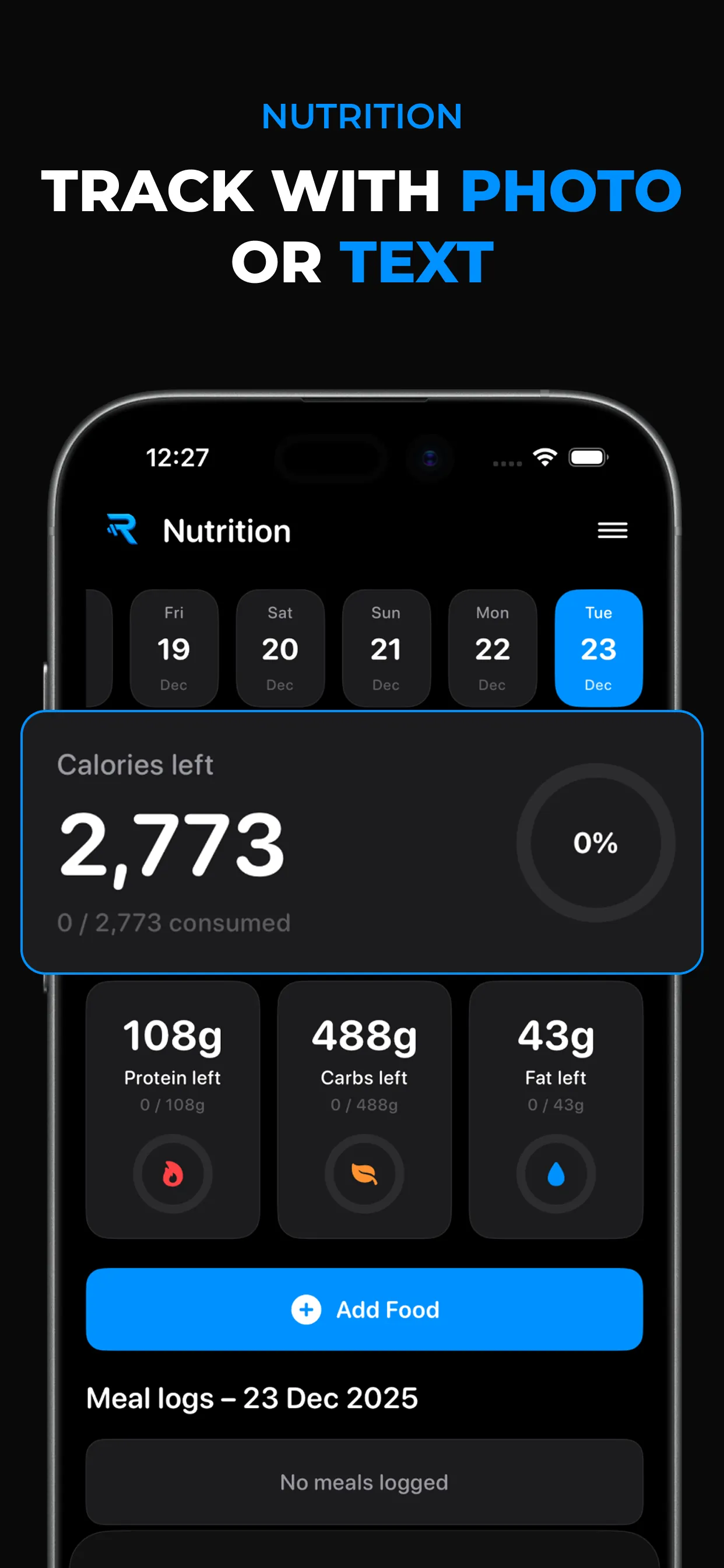NUTRITION · Repify feature preview